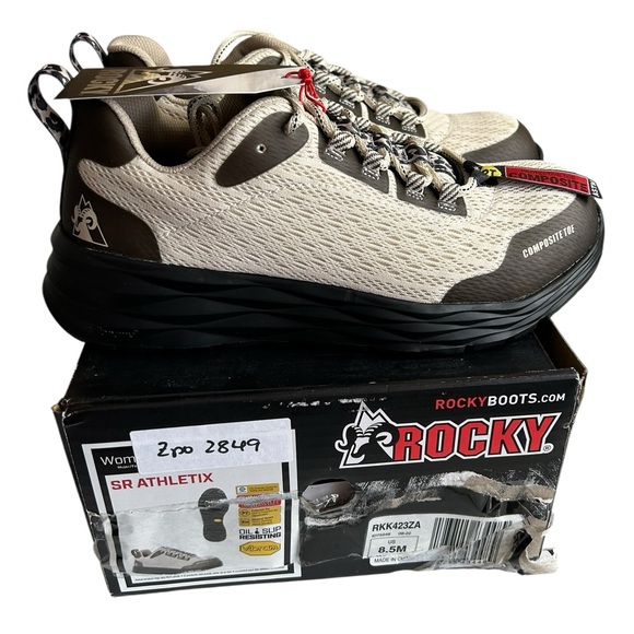 Rocky V-Lite Women's Lace-Up 4” Nano Composite Work Shoe 8.5W Light Brown ASTM - Picture 3 of 9